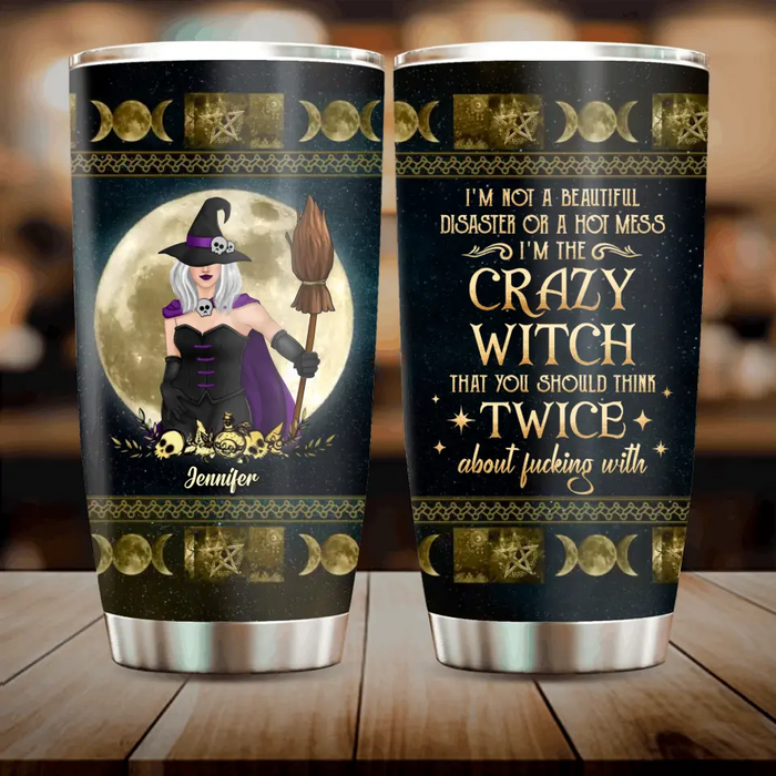 Custom Personalized Halloween Witch Tumbler - Gift Idea For Halloween/ Witch Lovers/ Friends - I'm The Crazy Witch