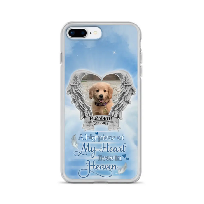 Custom Personalized Memorial Phone Case - Upload Photo - Memorial Gift Idea For Family Member/ Pet Owner - A Big Piece Of My Heart Lives In Heaven - Case For iPhone And Samsung