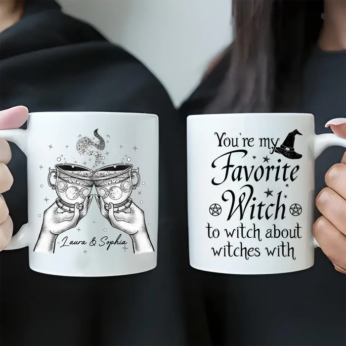 Custom Personalized Best-Tea Witches Coffee Mug - Gift Idea For Friends/ Sisters - You're My Favorite Witch To Witch About Witches With