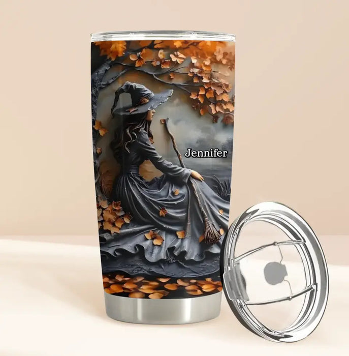 Custom Personalized Witch Broom Tumbler - Halloween/ Birthday Gift Idea For Yourself, Women, Witch Lovers