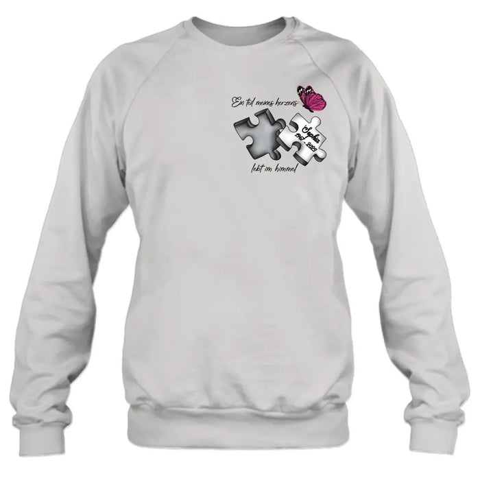 Personalisiertes Gedenk-Schmetterlings-Shirt/Hoodie - Gedenk Geschenkidee - Ein teil meines herzens lebt im himmel