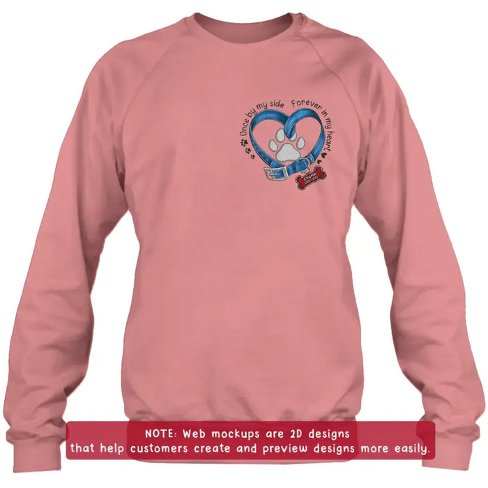 Custom Personalized Memorial Dog Embroidered T-shirt/ Sweater/ Hoodie - Once By My Side Forever In My Heart