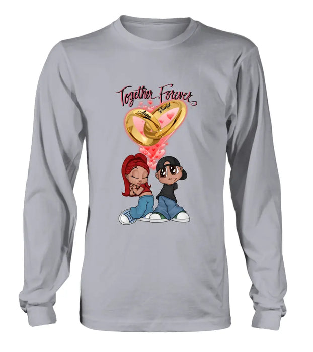 Custom Personalized Couple T-shirt/ Long Sleeve/ Sweatshirt/ Hoodie - Gift Idea For Couple - Together Forever