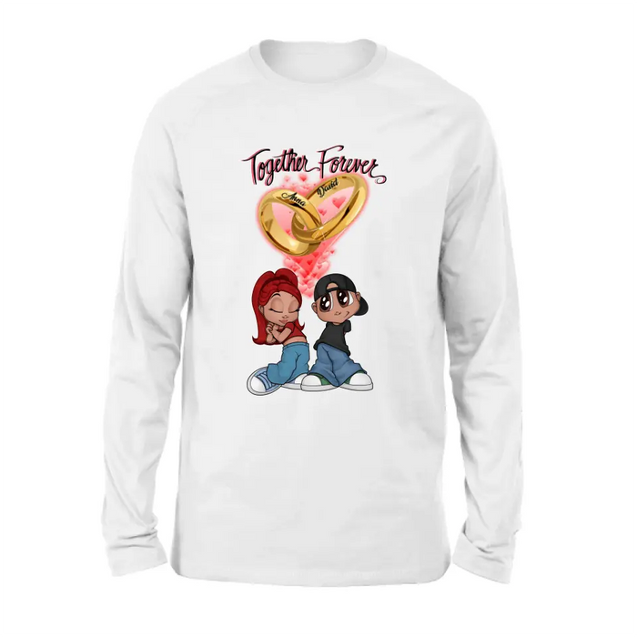 Custom Personalized Couple T-shirt/ Long Sleeve/ Sweatshirt/ Hoodie - Gift Idea For Couple - Together Forever