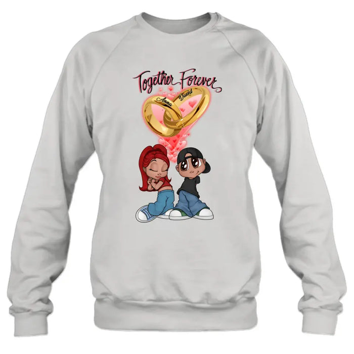 Custom Personalized Couple T-shirt/ Long Sleeve/ Sweatshirt/ Hoodie - Gift Idea For Couple - Together Forever