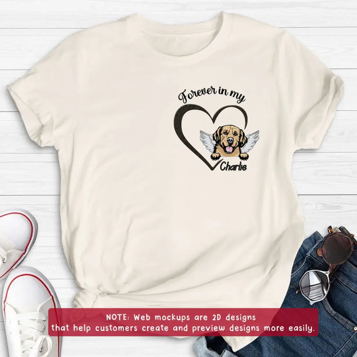 Custom Personalized Dog Embroidered T-shirt/ Sweater/ Hoodie - Memorial Gift Idea For Dog Mom/ Dog Dad - Forever In My