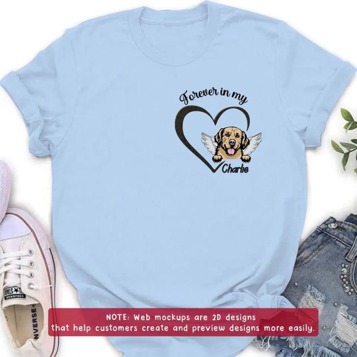 Custom Personalized Dog Embroidered T-shirt/ Sweater/ Hoodie - Memorial Gift Idea For Dog Mom/ Dog Dad - Forever In My