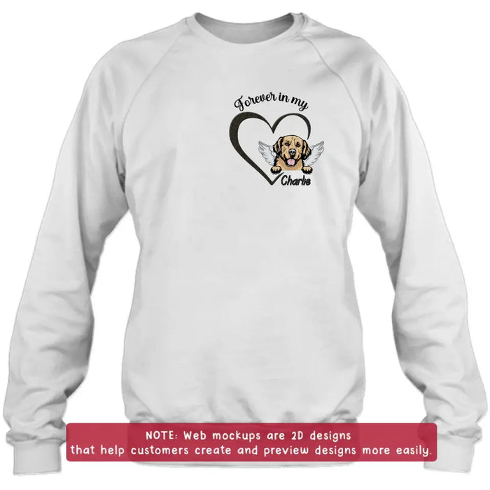 Custom Personalized Dog Embroidered T-shirt/ Sweater/ Hoodie - Memorial Gift Idea For Dog Mom/ Dog Dad - Forever In My