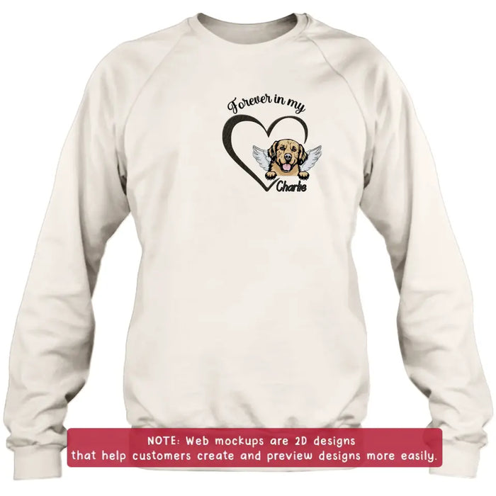 Custom Personalized Dog Embroidered T-shirt/ Sweater/ Hoodie - Memorial Gift Idea For Dog Mom/ Dog Dad - Forever In My