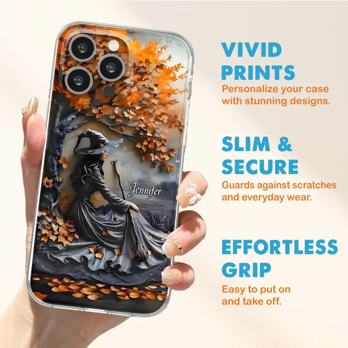 Custom Personalized Witch Broom Phone Case - Halloween/ Birthday Gift Idea For Yourself, Women, Witch Lovers - Case For iPhone/ Samsung