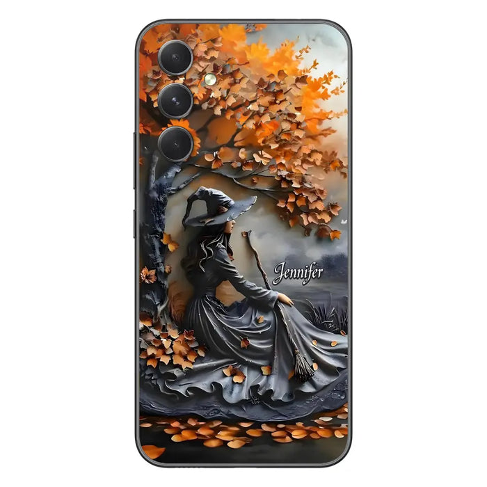 Custom Personalized Witch Broom Phone Case - Halloween/ Birthday Gift Idea For Yourself, Women, Witch Lovers - Case For iPhone/ Samsung