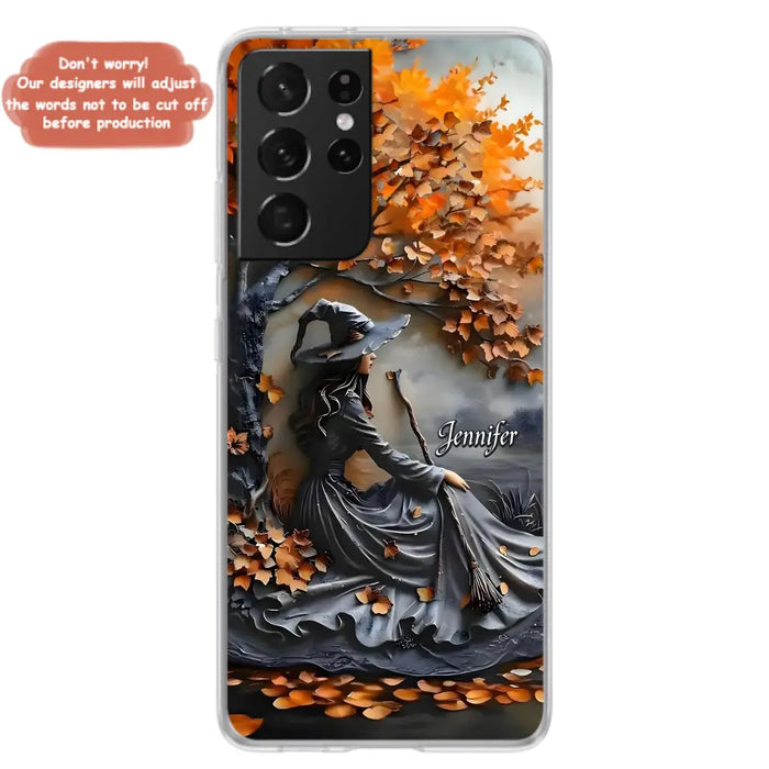 Custom Personalized Witch Broom Phone Case - Halloween/ Birthday Gift Idea For Yourself, Women, Witch Lovers - Case For iPhone/ Samsung