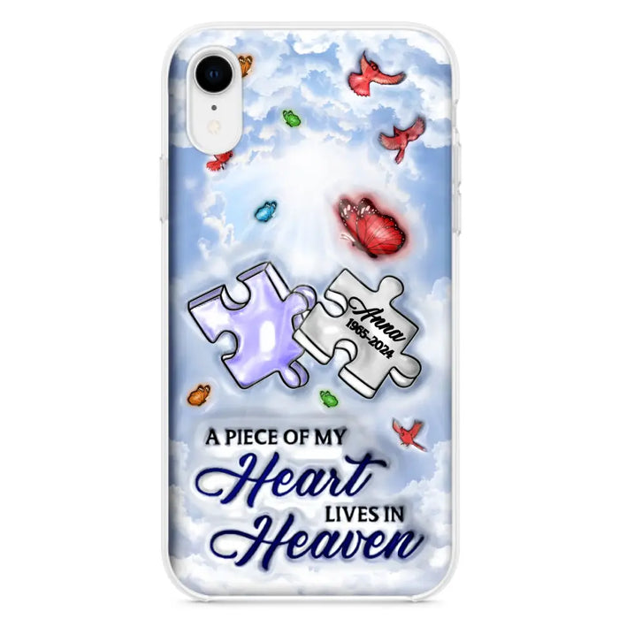 Custom Personalized Memorial Piece Phone Case - Memorial Gift Idea - Case For iPhone/ Samsung - A Piece Of My Heart Lives In Heaven