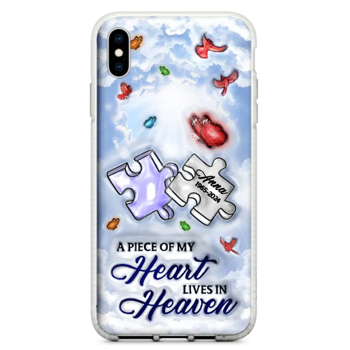 Custom Personalized Memorial Piece Phone Case - Memorial Gift Idea - Case For iPhone/ Samsung - A Piece Of My Heart Lives In Heaven