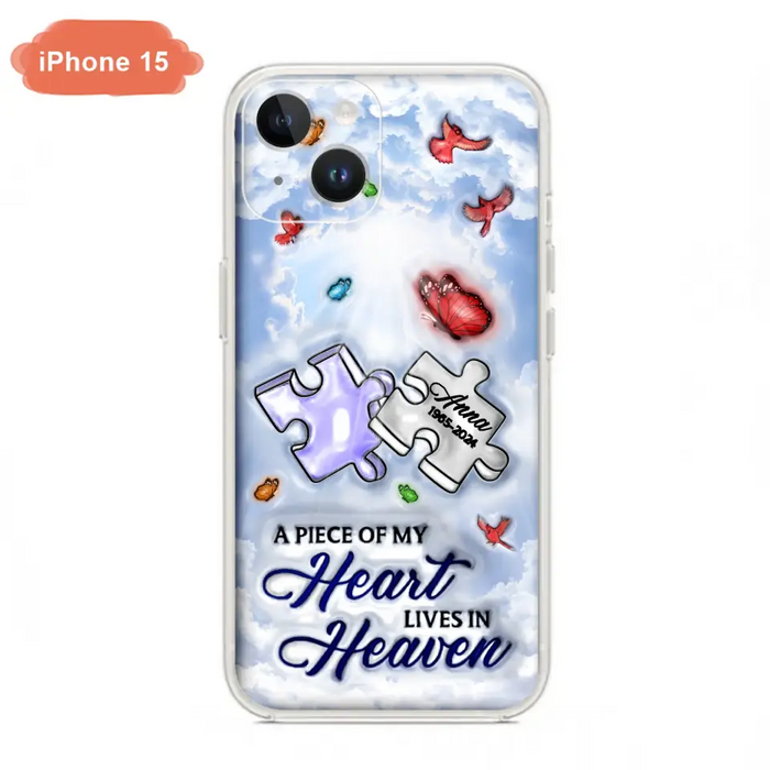 Custom Personalized Memorial Piece Phone Case - Memorial Gift Idea - Case For iPhone/ Samsung - A Piece Of My Heart Lives In Heaven