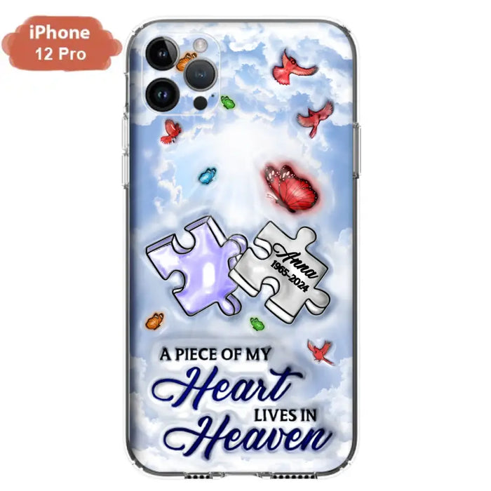 Custom Personalized Memorial Piece Phone Case - Memorial Gift Idea - Case For iPhone/ Samsung - A Piece Of My Heart Lives In Heaven