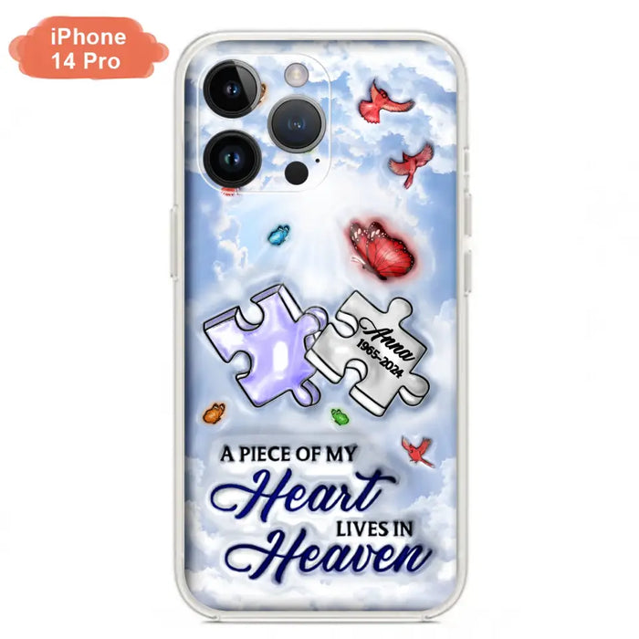 Custom Personalized Memorial Piece Phone Case - Memorial Gift Idea - Case For iPhone/ Samsung - A Piece Of My Heart Lives In Heaven