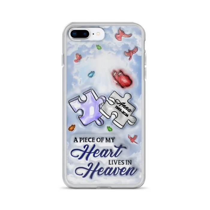 Custom Personalized Memorial Piece Phone Case - Memorial Gift Idea - Case For iPhone/ Samsung - A Piece Of My Heart Lives In Heaven