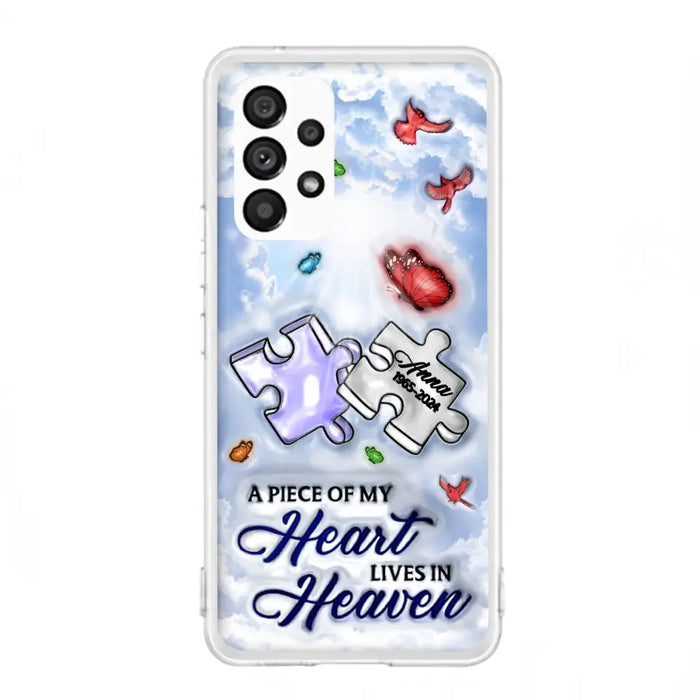 Custom Personalized Memorial Piece Phone Case - Memorial Gift Idea - Case For iPhone/ Samsung - A Piece Of My Heart Lives In Heaven