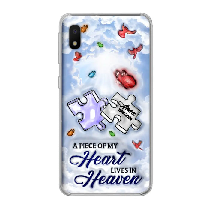 Custom Personalized Memorial Piece Phone Case - Memorial Gift Idea - Case For iPhone/ Samsung - A Piece Of My Heart Lives In Heaven