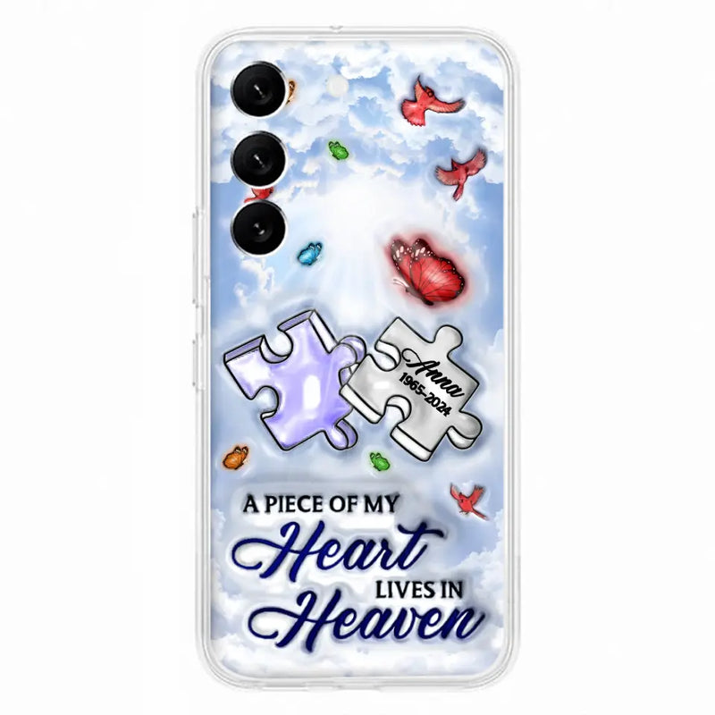 Personalized Memorial Piece Phone Case - Memorial Gift Idea - Case For iPhone/Samsung - A Piece Of My Heart Lives In Heaven