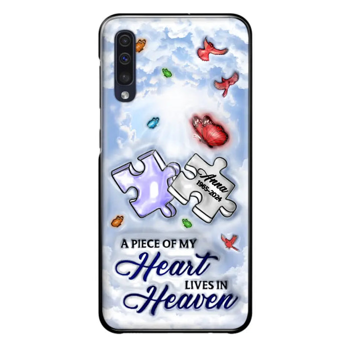 Custom Personalized Memorial Piece Phone Case - Memorial Gift Idea - Case For iPhone/ Samsung - A Piece Of My Heart Lives In Heaven