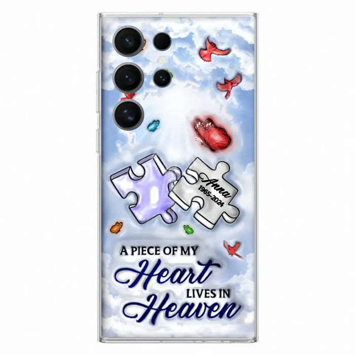 Custom Personalized Memorial Piece Phone Case - Memorial Gift Idea - Case For iPhone/ Samsung - A Piece Of My Heart Lives In Heaven