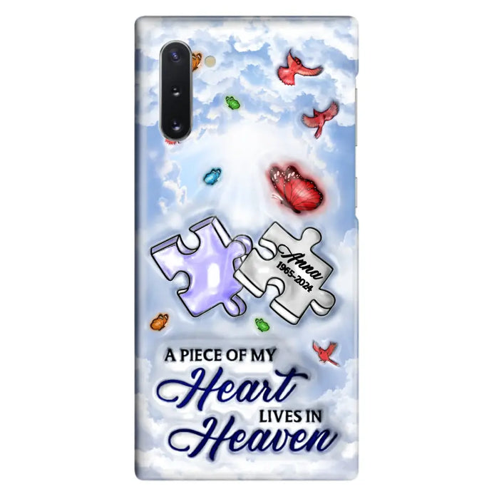 Custom Personalized Memorial Piece Phone Case - Memorial Gift Idea - Case For iPhone/ Samsung - A Piece Of My Heart Lives In Heaven