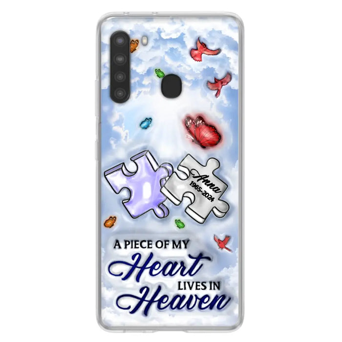 Custom Personalized Memorial Piece Phone Case - Memorial Gift Idea - Case For iPhone/ Samsung - A Piece Of My Heart Lives In Heaven