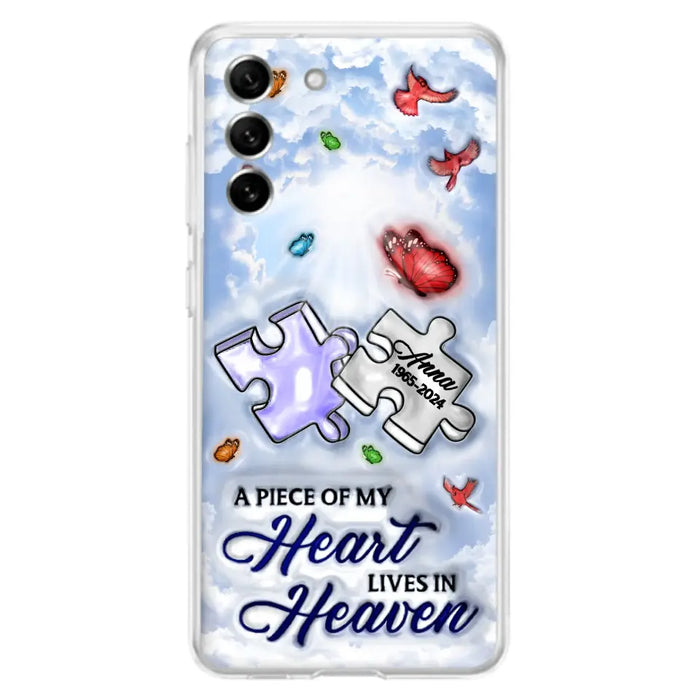 Custom Personalized Memorial Piece Phone Case - Memorial Gift Idea - Case For iPhone/ Samsung - A Piece Of My Heart Lives In Heaven