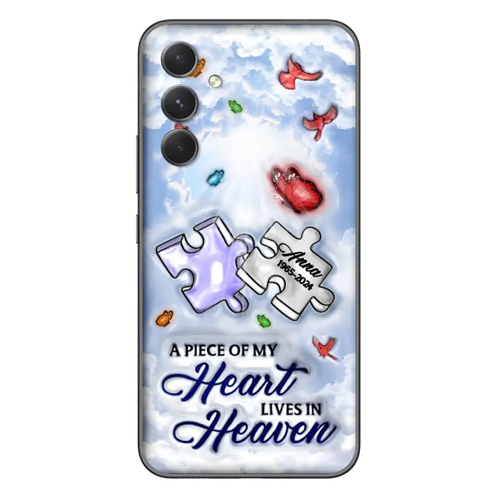 Custom Personalized Memorial Piece Phone Case - Memorial Gift Idea - Case For iPhone/ Samsung - A Piece Of My Heart Lives In Heaven