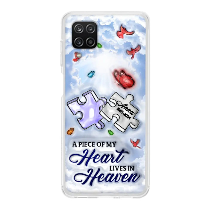 Custom Personalized Memorial Piece Phone Case - Memorial Gift Idea - Case For iPhone/ Samsung - A Piece Of My Heart Lives In Heaven