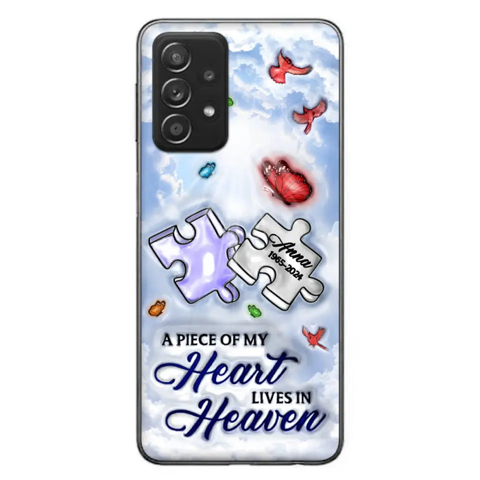 Custom Personalized Memorial Piece Phone Case - Memorial Gift Idea - Case For iPhone/ Samsung - A Piece Of My Heart Lives In Heaven