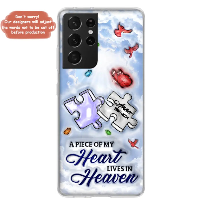 Custom Personalized Memorial Piece Phone Case - Memorial Gift Idea - Case For iPhone/ Samsung - A Piece Of My Heart Lives In Heaven