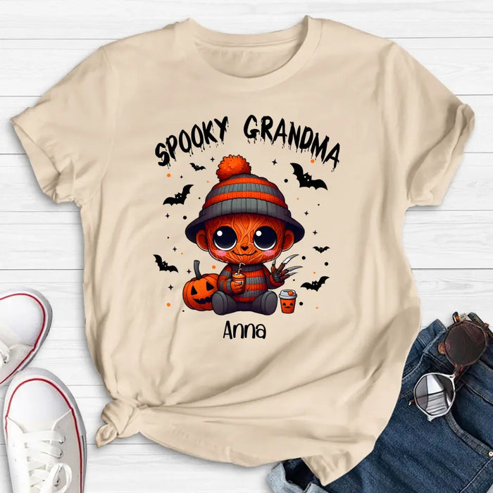 Custom Personalized Spooky Grandma T-shirt/ Long Sleeve/ Sweatshirt/ Hoodie - Holliday Gift Idea For Grandma/ Mother - Upto 6 Kids