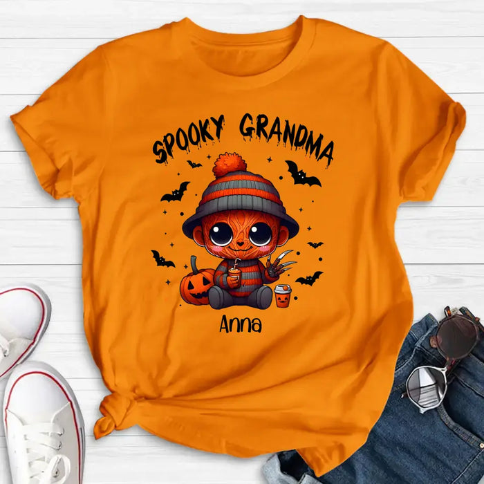 Custom Personalized Spooky Grandma T-shirt/ Long Sleeve/ Sweatshirt/ Hoodie - Holliday Gift Idea For Grandma/ Mother - Upto 6 Kids