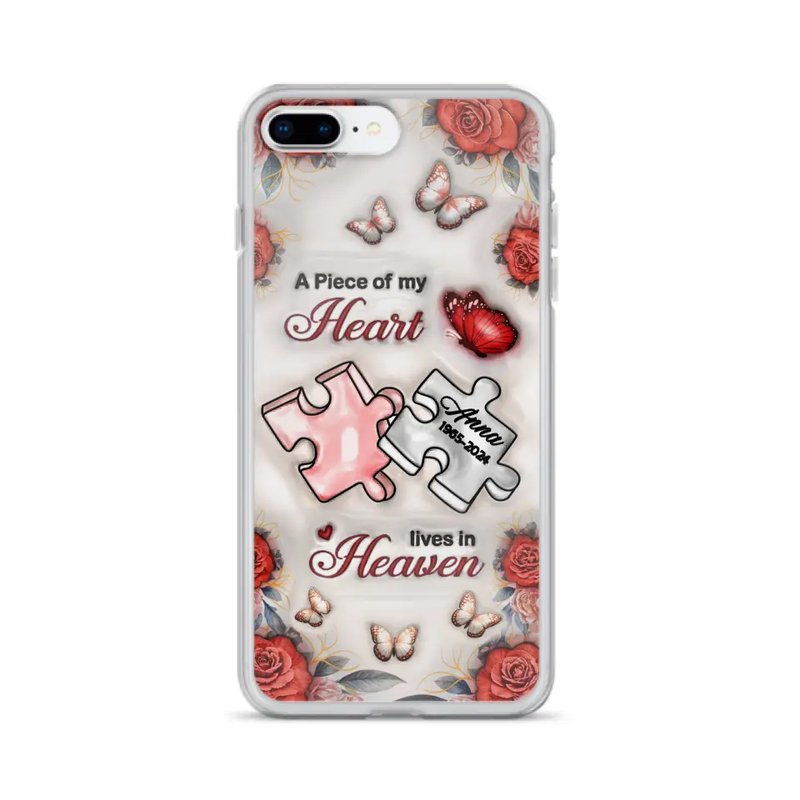 Custom Personalized Memorial Phone Case - Memorial Gift Idea - Case For iPhone/ Samsung - A Piece Of My Heart Lives In Heaven