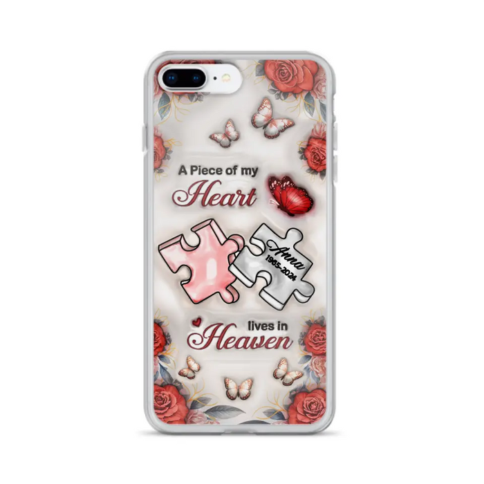 Custom Personalized Memorial Phone Case - Memorial Gift Idea - Case For iPhone/ Samsung - A Piece Of My Heart Lives In Heaven