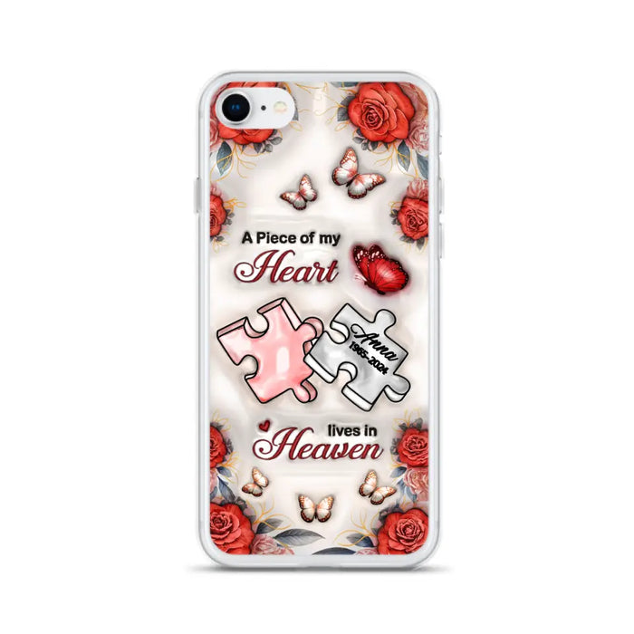 Custom Personalized Memorial Phone Case - Memorial Gift Idea - Case For iPhone/ Samsung - A Piece Of My Heart Lives In Heaven