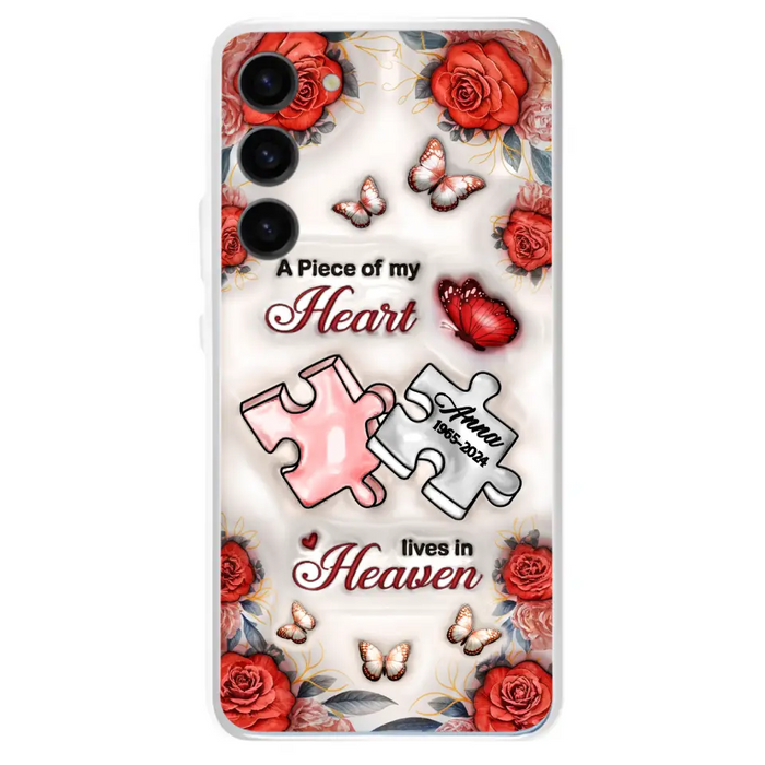 Custom Personalized Memorial Phone Case - Memorial Gift Idea - Case For iPhone/ Samsung - A Piece Of My Heart Lives In Heaven