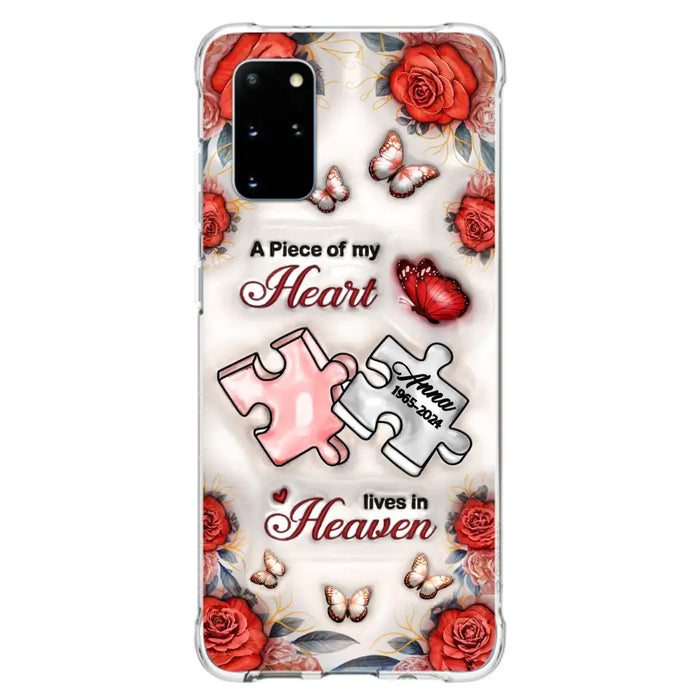 Custom Personalized Memorial Phone Case - Memorial Gift Idea - Case For iPhone/ Samsung - A Piece Of My Heart Lives In Heaven