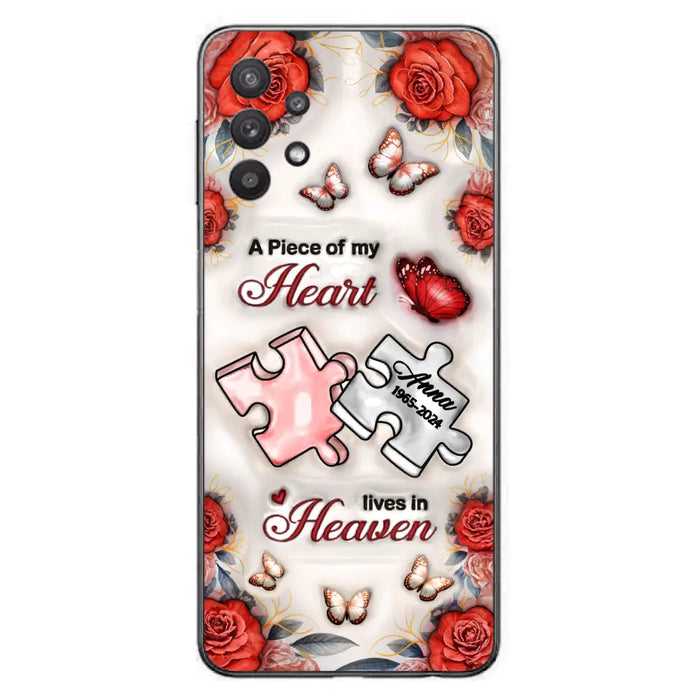 Custom Personalized Memorial Phone Case - Memorial Gift Idea - Case For iPhone/ Samsung - A Piece Of My Heart Lives In Heaven