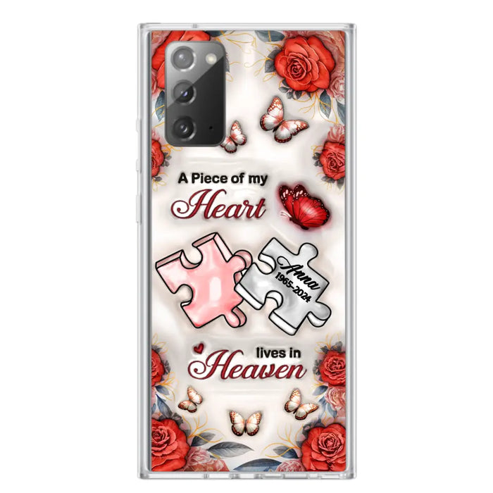 Custom Personalized Memorial Phone Case - Memorial Gift Idea - Case For iPhone/ Samsung - A Piece Of My Heart Lives In Heaven