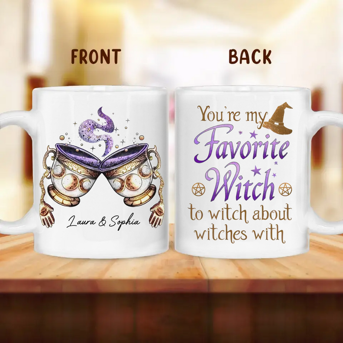 Custom Personalized Best-Tea Coffee Mug - Gift Idea For Halloween/ Witch/ Besties - You're My Favorite Witch To Witch About Witches With