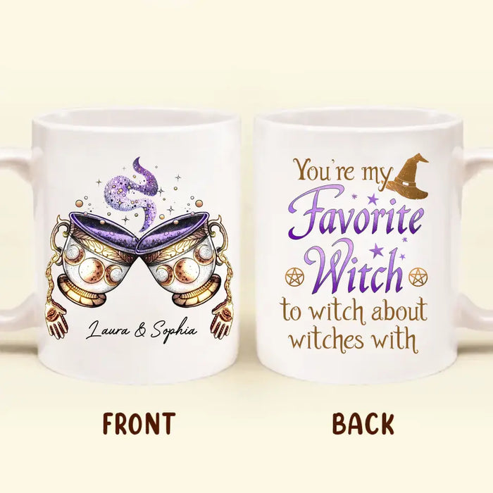 Custom Personalized Best-Tea Coffee Mug - Gift Idea For Halloween/ Witch/ Besties - You're My Favorite Witch To Witch About Witches With