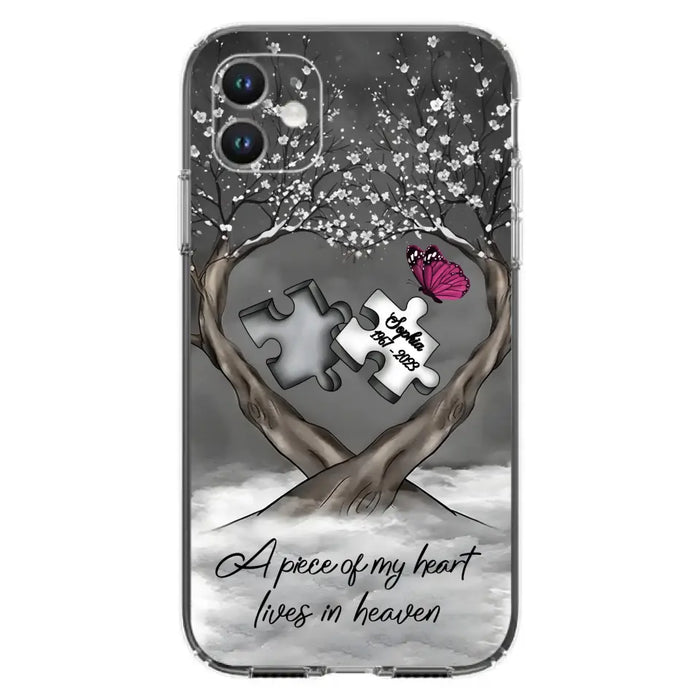 Custom Personalized Memorial Phone Case - Memorial Gift Idea For Family Member - Case For iPhone/ Samsung - A Piece Of My Heart Lives In Heaven