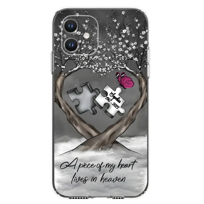 Custom Personalized Memorial Phone Case - Memorial Gift Idea For Family Member - Case For iPhone/ Samsung - A Piece Of My Heart Lives In Heaven