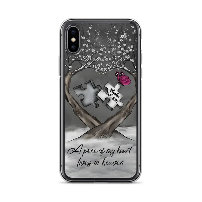 Custom Personalized Memorial Phone Case - Memorial Gift Idea For Family Member - Case For iPhone/ Samsung - A Piece Of My Heart Lives In Heaven