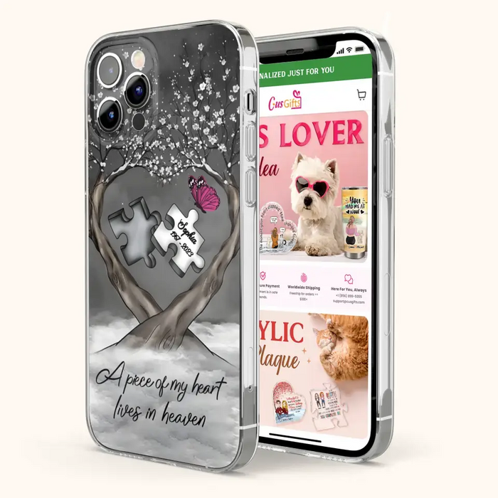 Custom Personalized Memorial Phone Case - Memorial Gift Idea For Family Member - Case For iPhone/ Samsung - A Piece Of My Heart Lives In Heaven