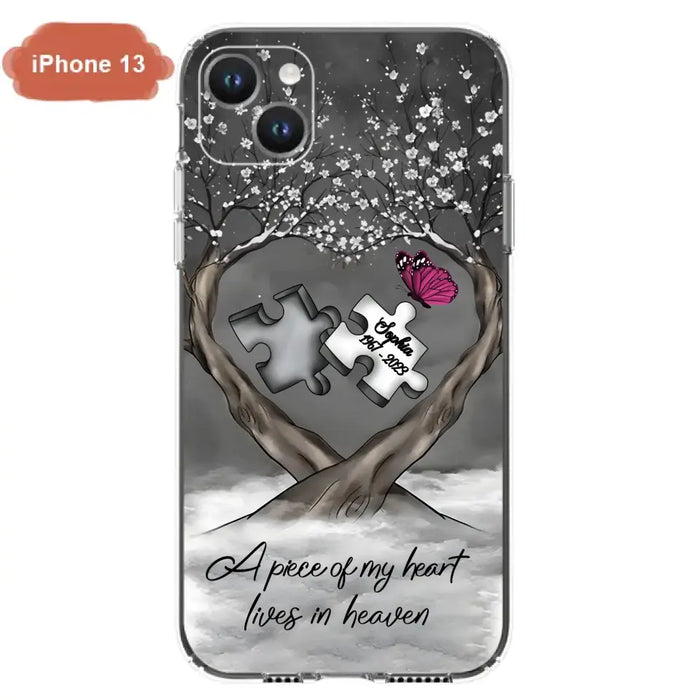 Custom Personalized Memorial Phone Case - Memorial Gift Idea For Family Member - Case For iPhone/ Samsung - A Piece Of My Heart Lives In Heaven